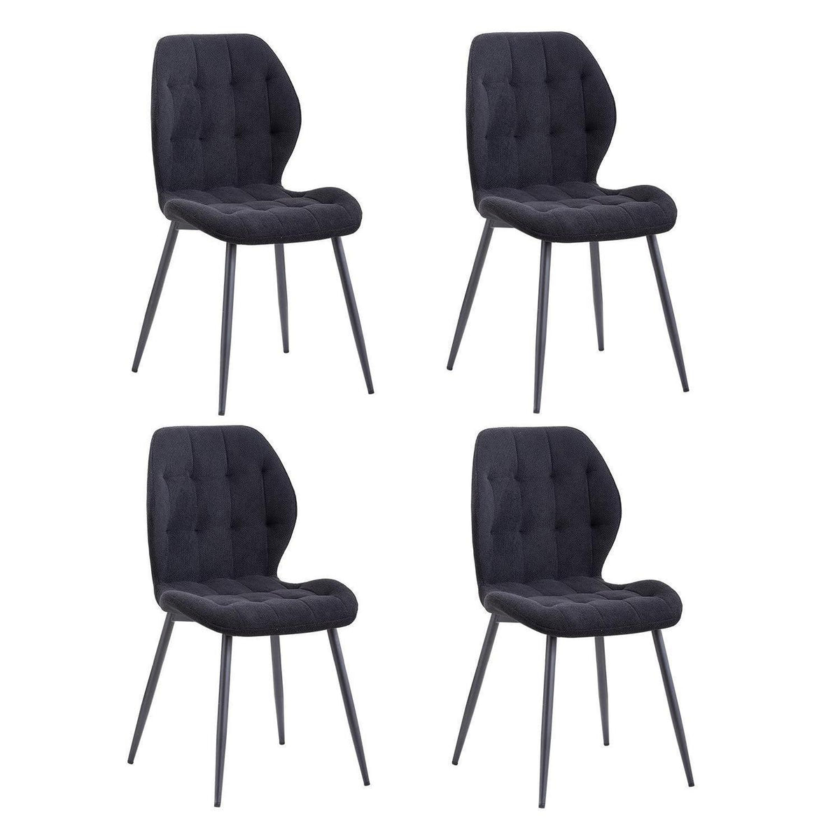 Nordischer Esszimmerstuhl Set 4er – Schwarze Metallbeine & Komfort