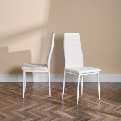 Essgruppen Set: Esstisch 110cm & 6 Esszimmerstühle Schwarz/Weiß