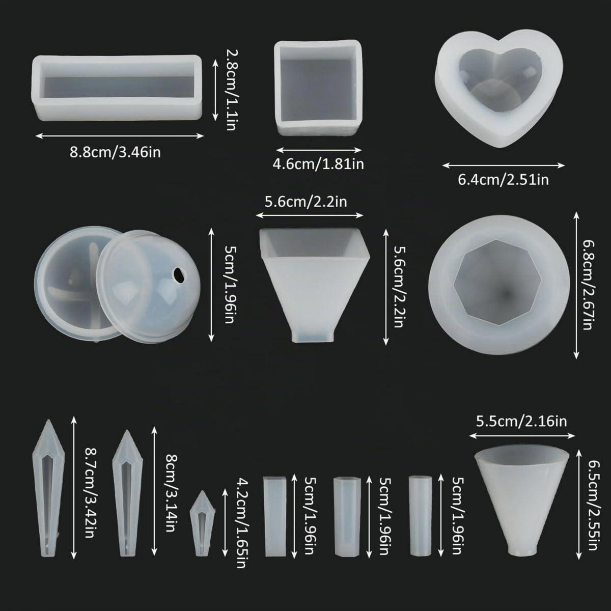 13x Epoxidharz Formen Set – Silikon Gießformen für DIY Projekte