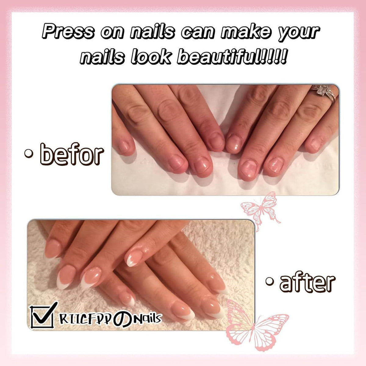 360 French Press on Nails Mandel Kurz – DIY Nagelset mit Ölstift