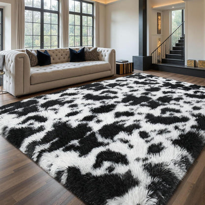 Hochflor Teppich Grau 200x300 – Flauschiger Wohnzimmerteppich Anti-Rutsch