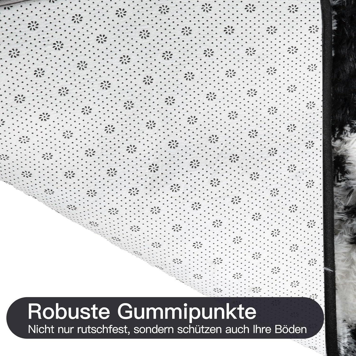 Hochflor Teppich Grau 200x300 – Flauschiger Wohnzimmerteppich Anti-Rutsch