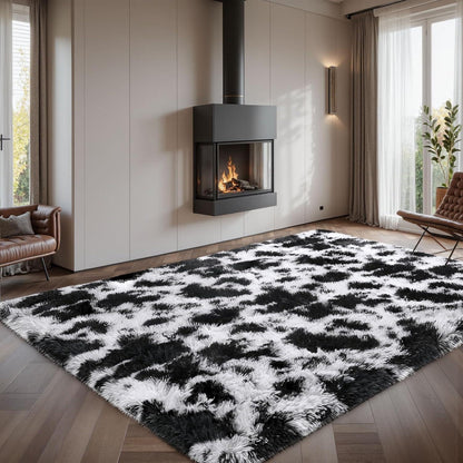 Hochflor Teppich Grau 200x300 – Flauschiger Wohnzimmerteppich Anti-Rutsch