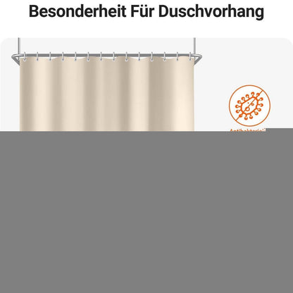 Duschvorhang Beige 210x200 cm Textil Wasserabweisend Waschbar