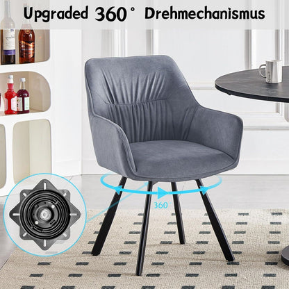 Drehbarer Esszimmerstuhl mit Armlehne | Grau | 4er Set