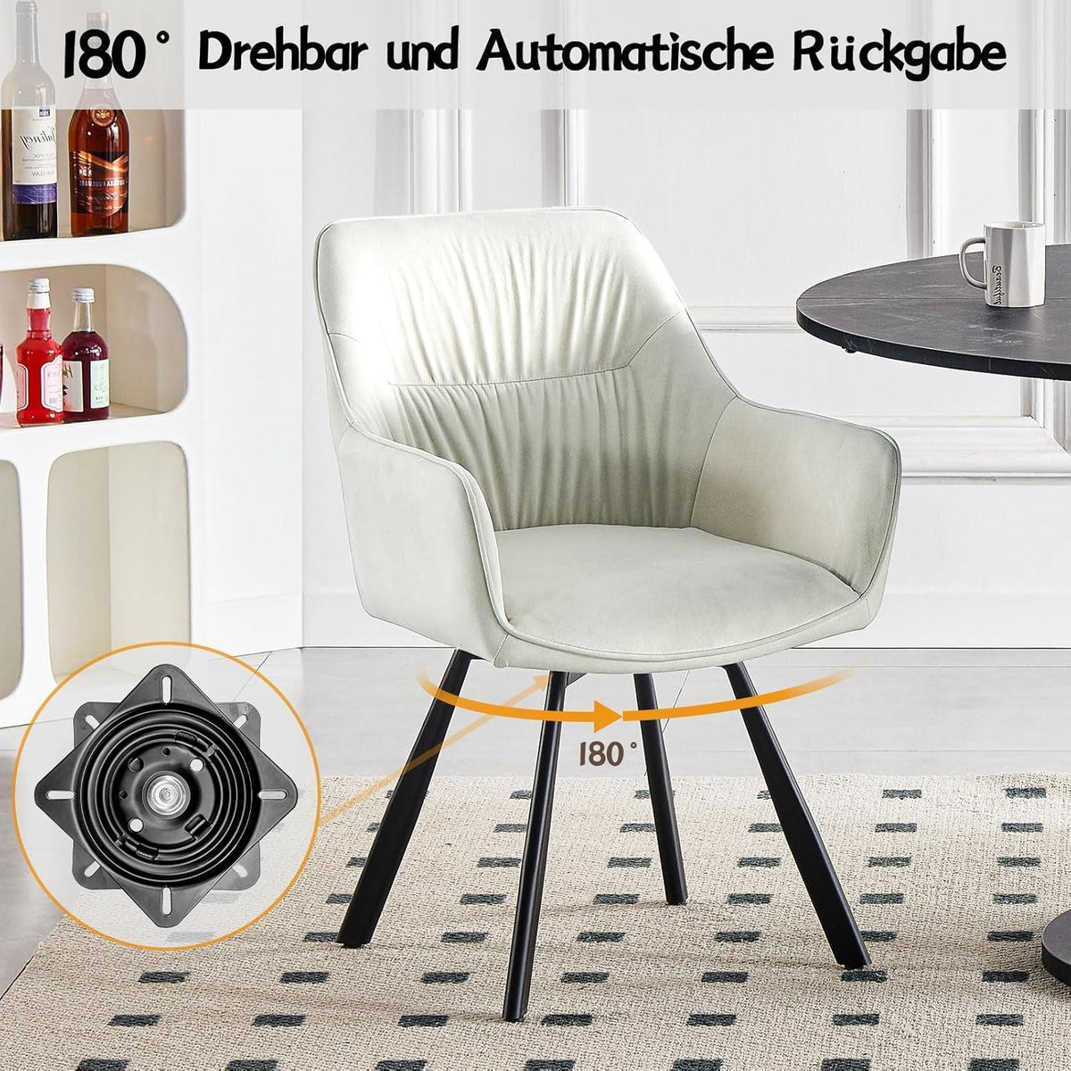 Drehbare Esszimmerstühle Set 4er – Beige, Ergonomisch & Komfortabel