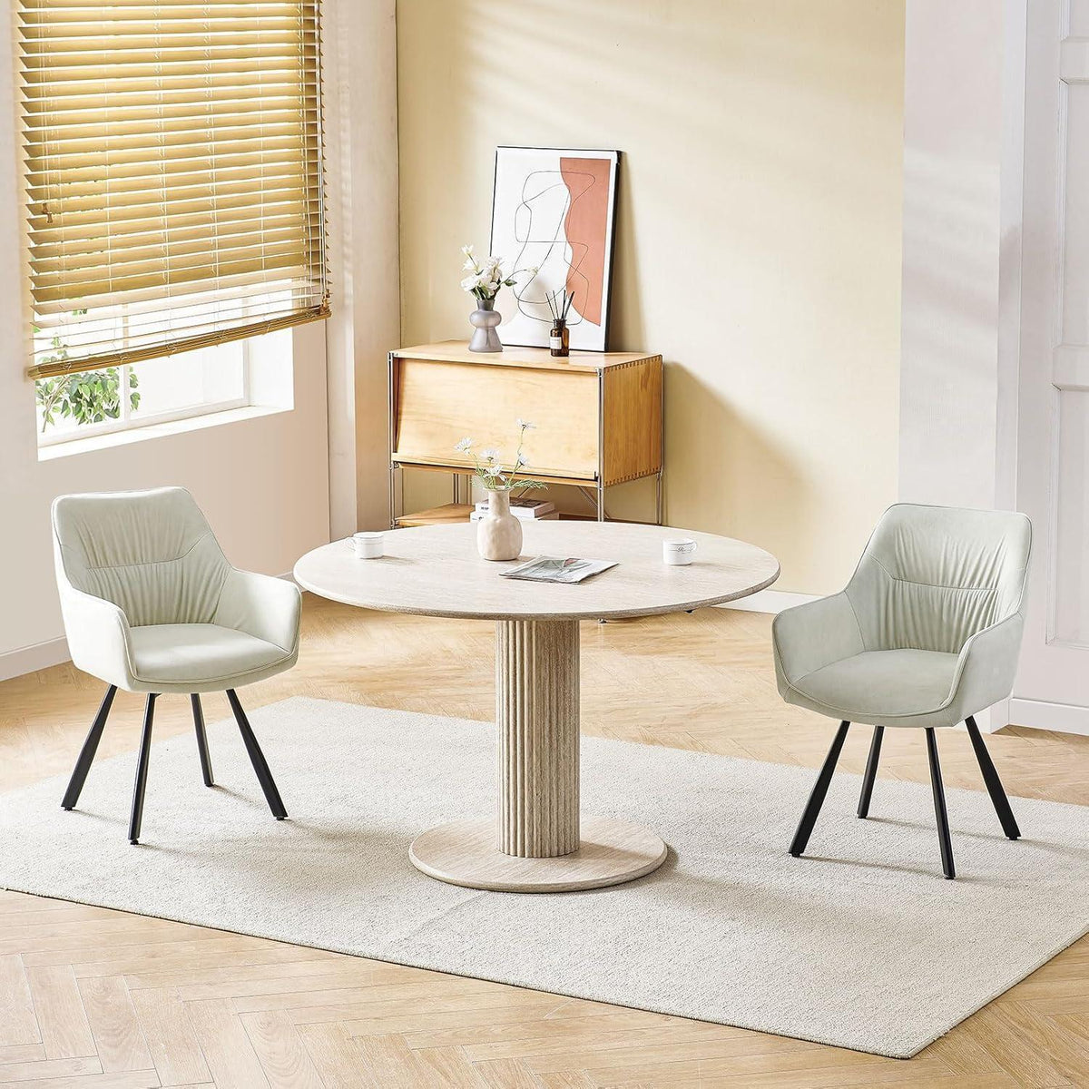 Drehbare Esszimmerstühle Set 4er – Beige, Ergonomisch & Komfortabel