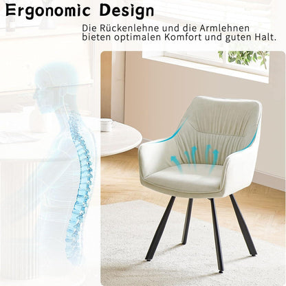 Drehbarer Esszimmerstuhl mit Armlehne, Beige 2 | Modern & Komfortabel