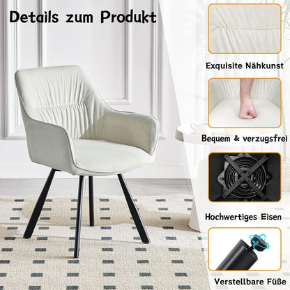 Drehbarer Esszimmerstuhl mit Armlehne, Beige 2 | Modern & Komfortabel