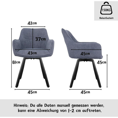 Drehbarer Esszimmerstuhl Set Grau – Ergonomisch & Komfortabel