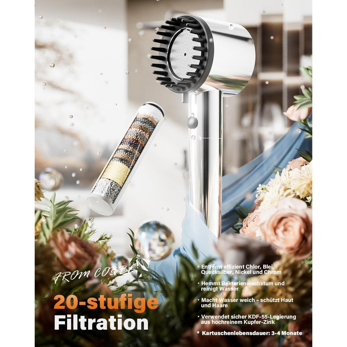 Filter Duschkopf Hochdruck | 5 Modi & Wassersparend