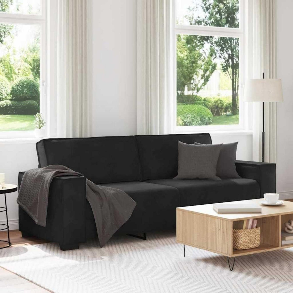 3-Sitzer Sofa Schwarz 220 cm – Modernes Polster Sofa