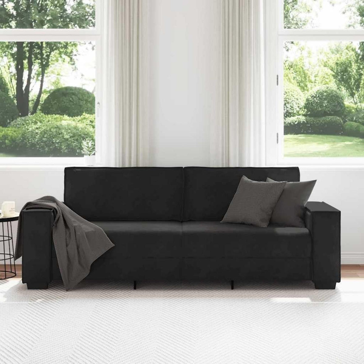 3-Sitzer Sofa Schwarz 220 cm – Modernes Polster Sofa