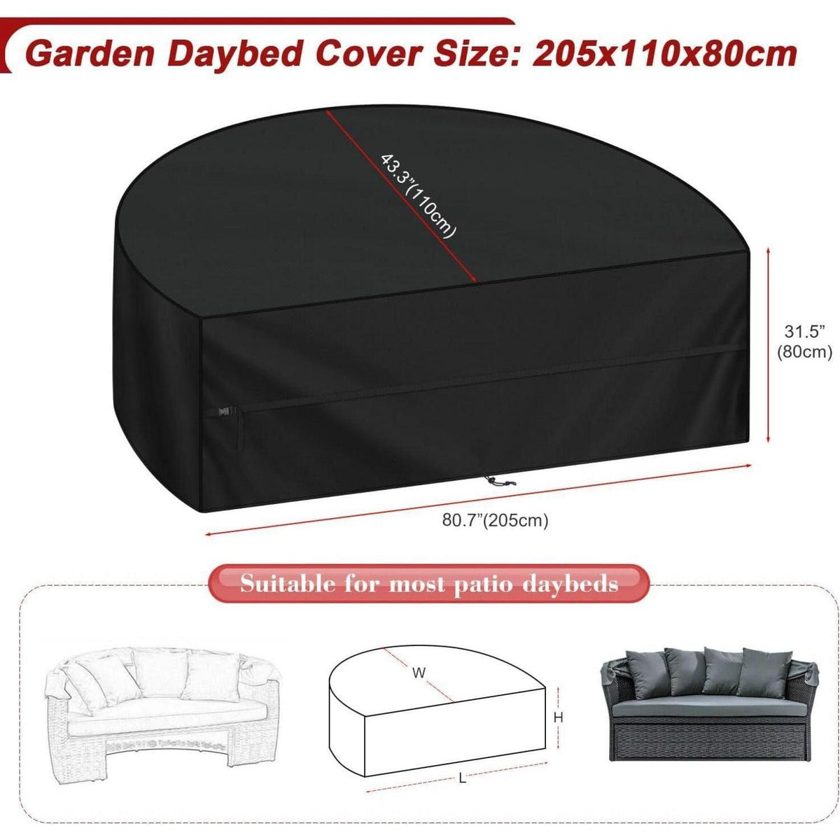 Sonneninsel Abdeckung 205x110x80cm – Wasserdicht & Windfest