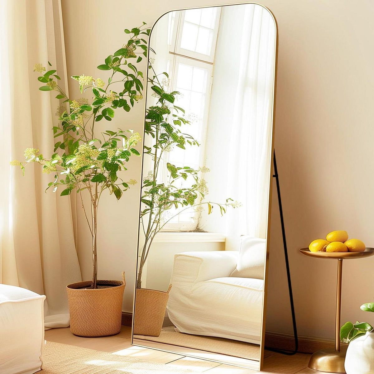 Gewölbter Standspiegel 192x85cm mit Goldrahmen – Ganzkörper Spiegel