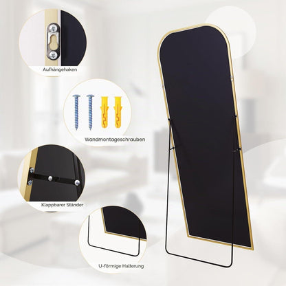 Gewölbter Standspiegel 192x85cm mit Goldrahmen – Ganzkörper Spiegel