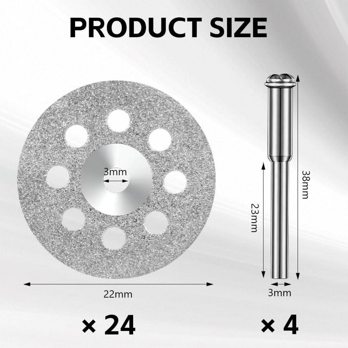 Diamant Trennscheiben Set 22mm für Rotationswerkzeug mit Dornen