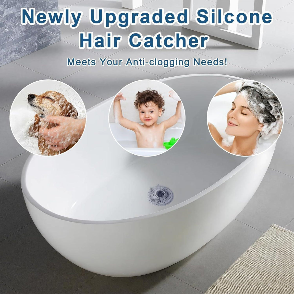 Abflusssieb 2er-Set - Silikon Haarsieb für Dusche & Badewanne