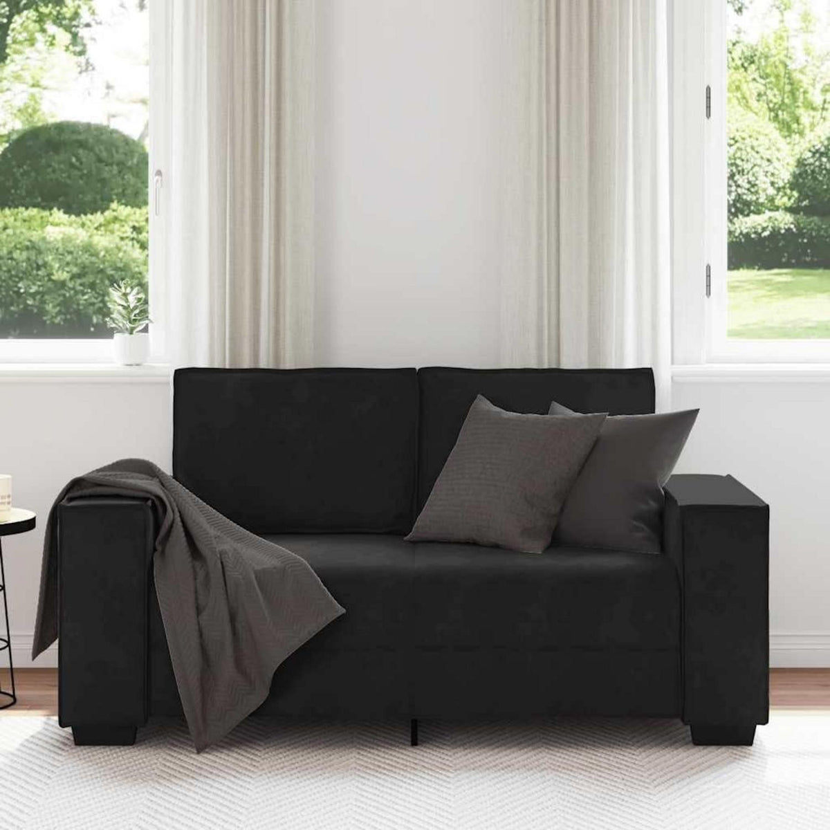 2-Sitzer Sofa Schwarz – Modernes Mini Sofa 120cm