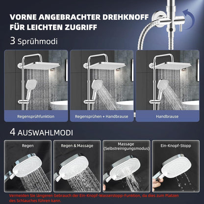 Selbstreinigendes Regenbrause-Set mit Edelstahl Duschstange