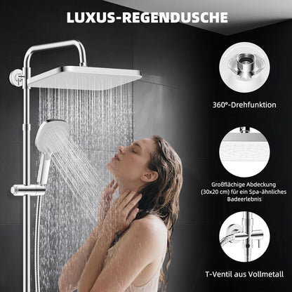 Selbstreinigendes Regenbrause-Set mit Edelstahl Duschstange