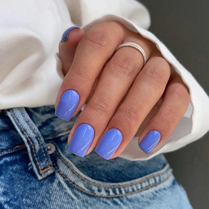 Blaue Press On Nails Kurz – Elegante Gel-Falschnägel zum Aufkleben