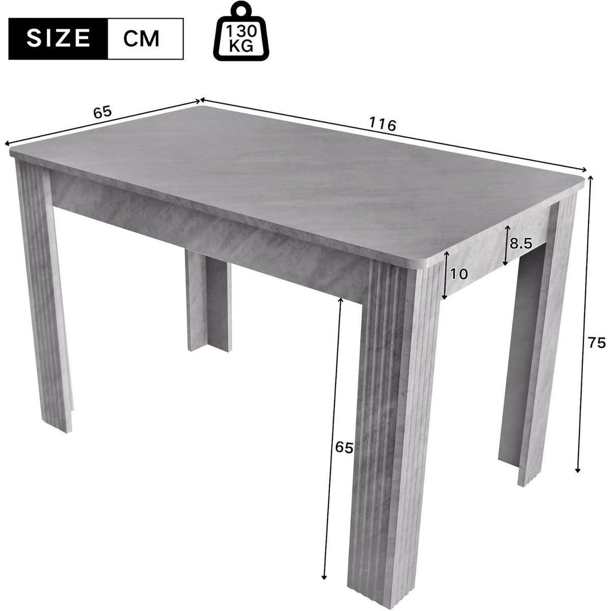 Modernes Esszimmer-Set mit Tisch und 2 Bänken (Grau)