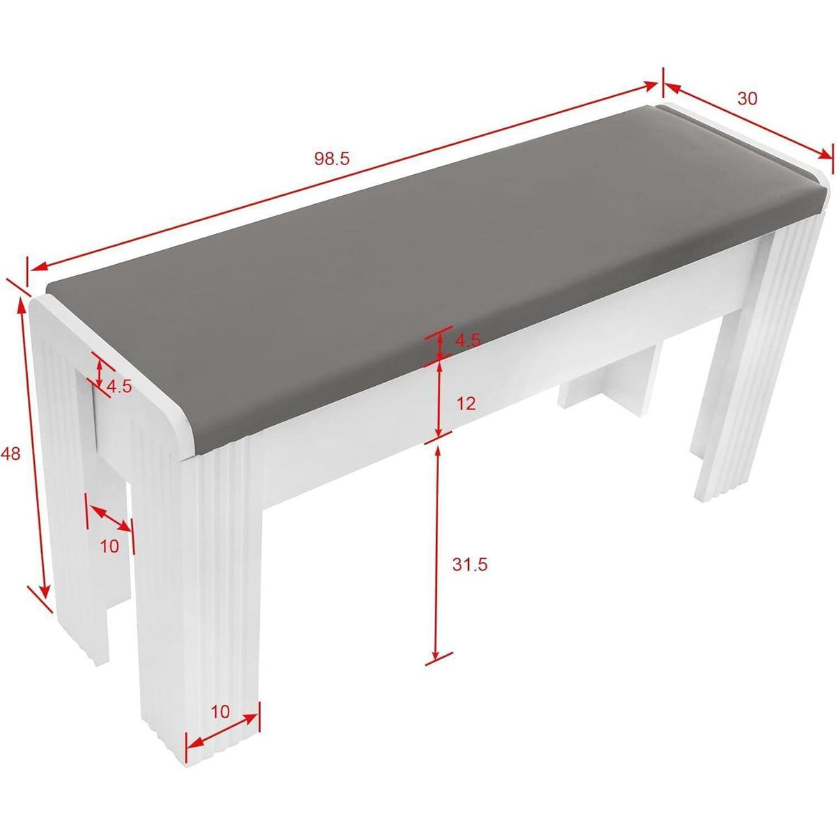 Modernes Esszimmer-Set mit Tisch und 2 Bänken (Grau)