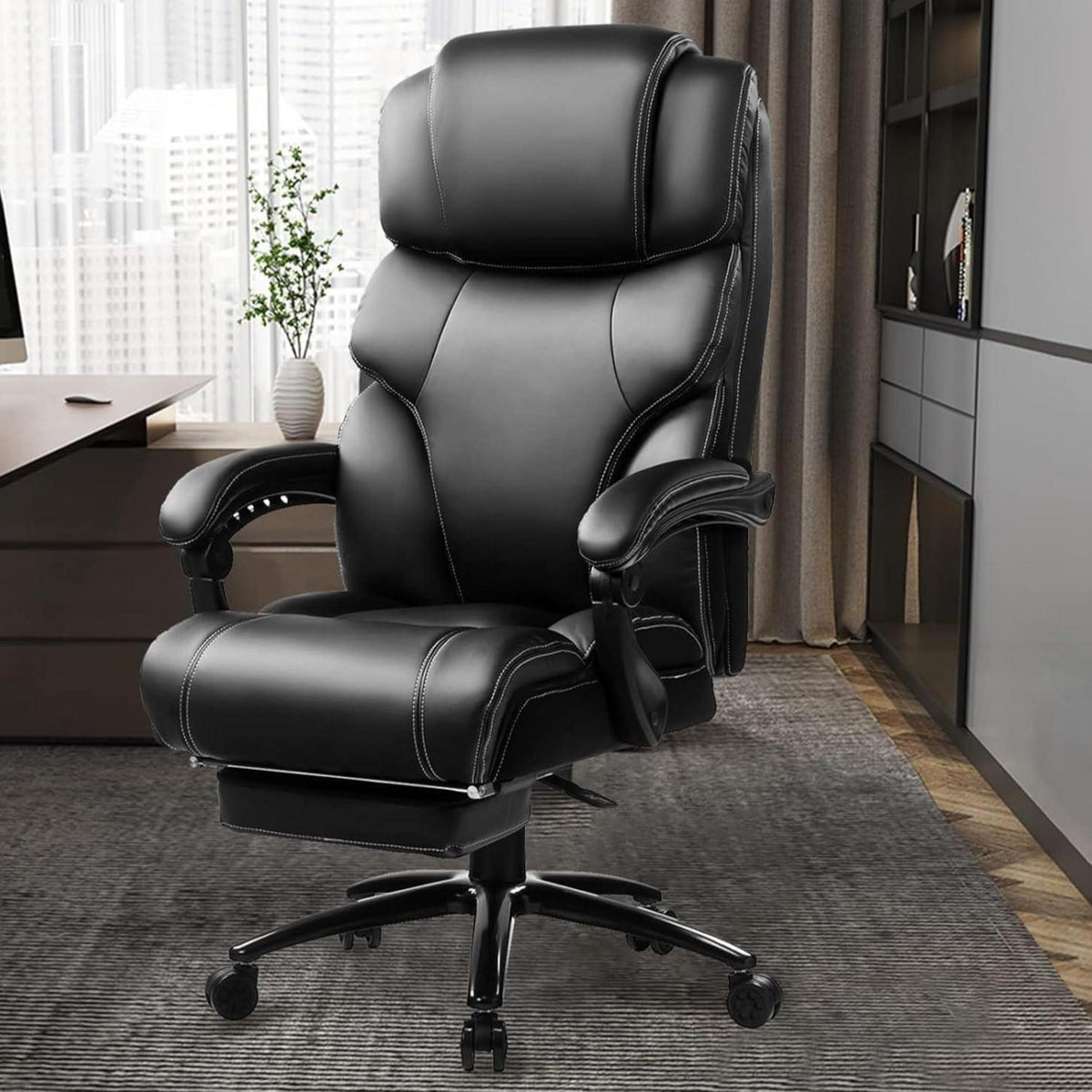 Ergonomischer Bürostuhl mit Fußstütze und Belastbarkeit bis 200 kg