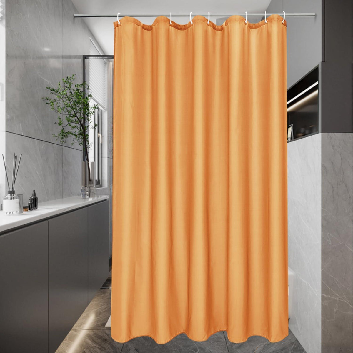 Schmaler Duschvorhang Stoff 100x200 cm Orange Wasserdicht