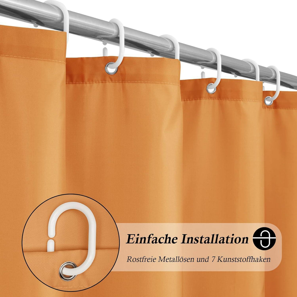 Schmaler Duschvorhang Stoff 100x200 cm Orange Wasserdicht
