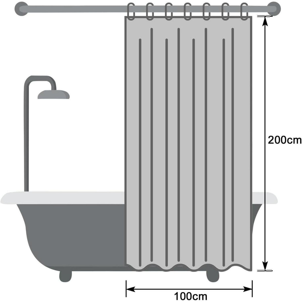 Schmaler Duschvorhang Stoff 100x200 cm Orange Wasserdicht