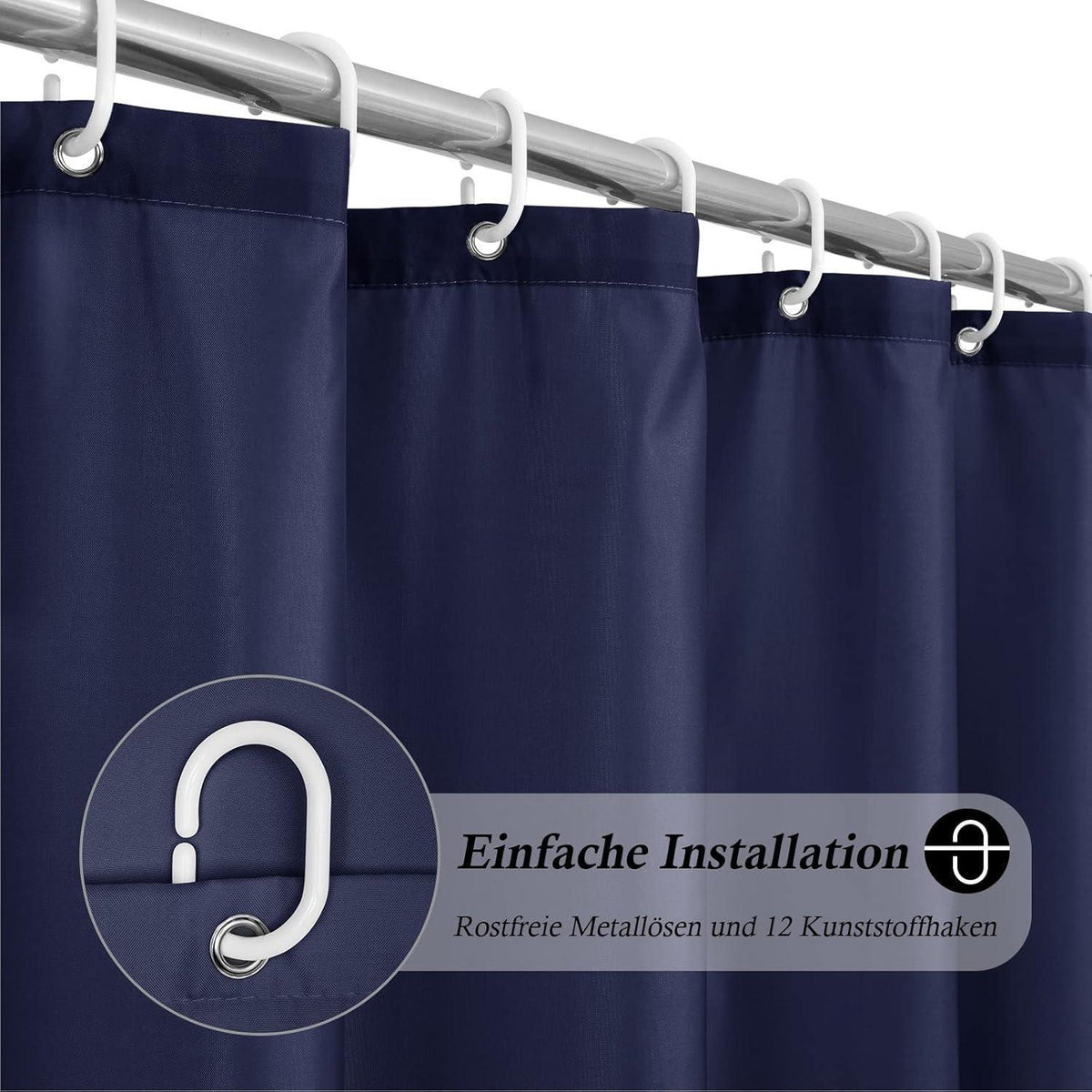 Duschvorhang Dunkelblau 180x220 cm Wasserdicht Textil