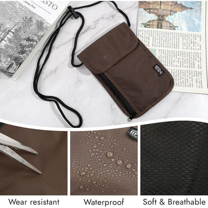 Brustbeutel mit RFID-Schutz, wasserdicht, Braun
