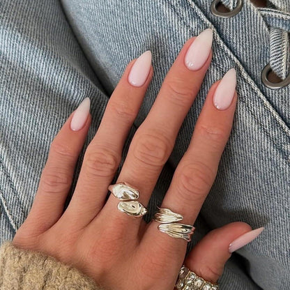 Weiß Press On Nails Mandel – 30 Stück Künstliche Nägel zum Aufkleben