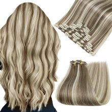 Echthaar Clip-in Extensions Blond Highlights 35cm