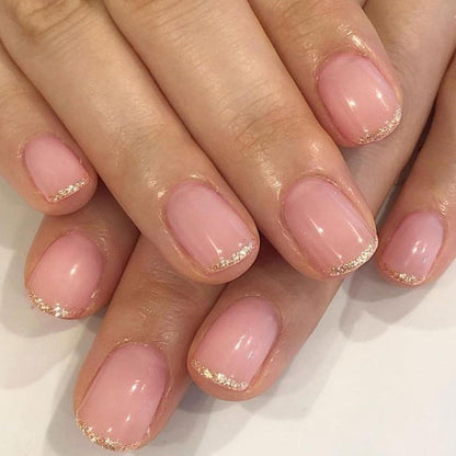 Rosa Press-On-Nägel mit French Tips & Glitzer – 24 Stück