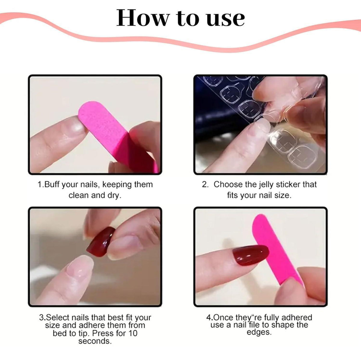 Rosa Press-On-Nägel mit French Tips & Glitzer – 24 Stück
