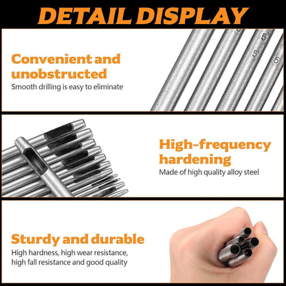 12tlg. Locher Set Edelstahl 0.5-6mm für Leder & Stoff