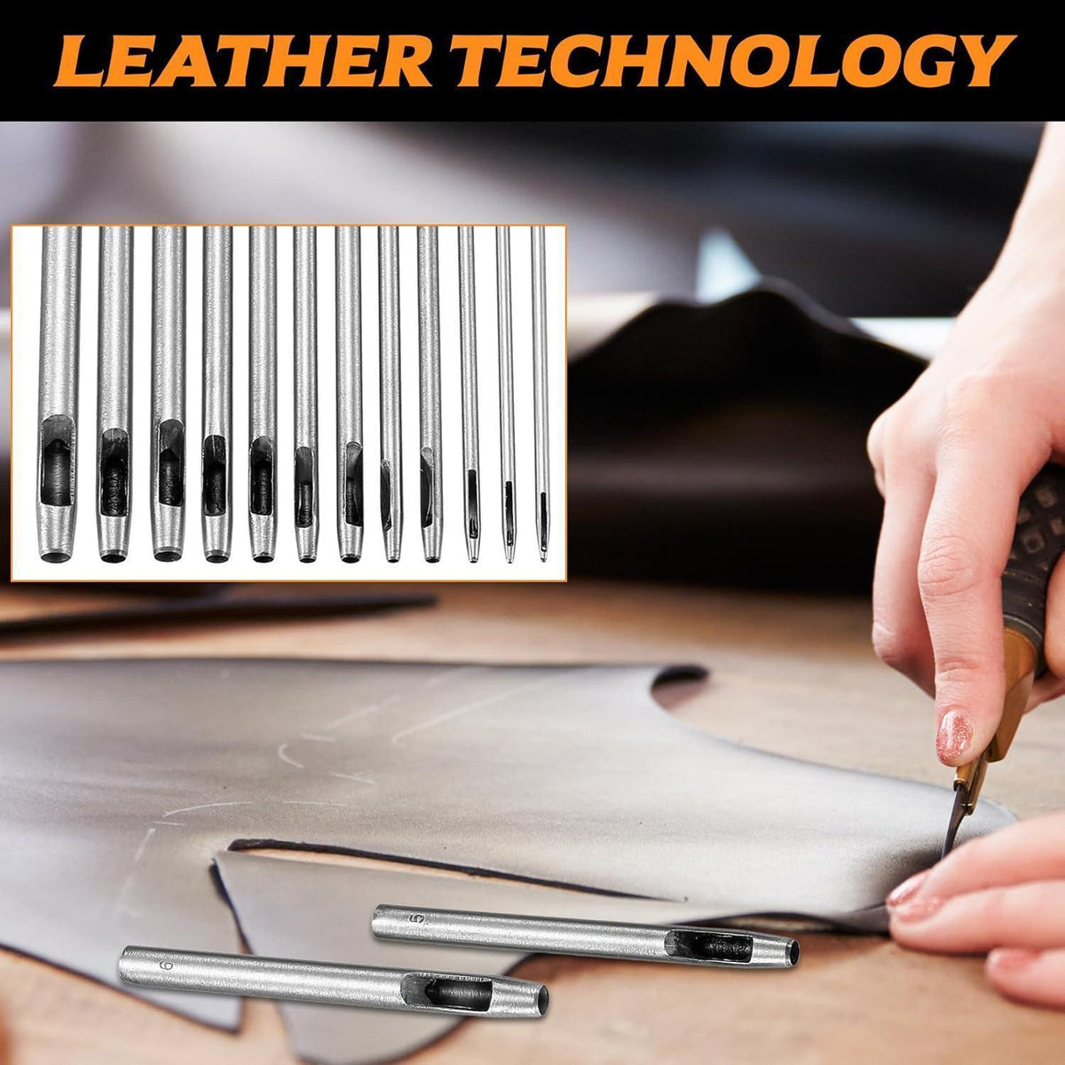 12tlg. Locher Set Edelstahl 0.5-6mm für Leder & Stoff