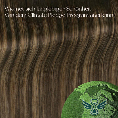Echthaar Clip-In Extensions Ombre Braun Dunkelbraun Balayage