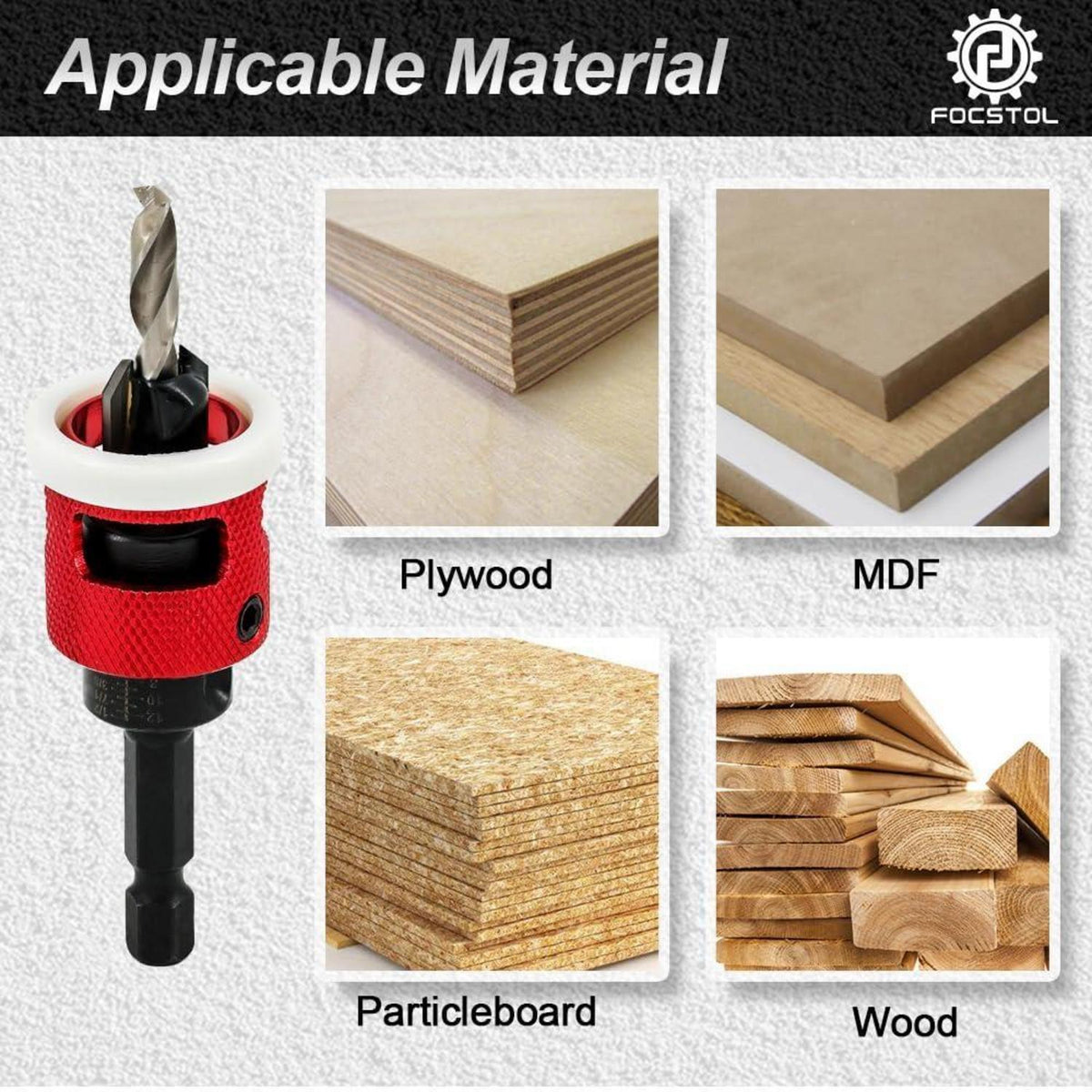 Bohrsenker mit Tiefenanschlag 5 Stück 4,8mm für Holz & Kunststoff