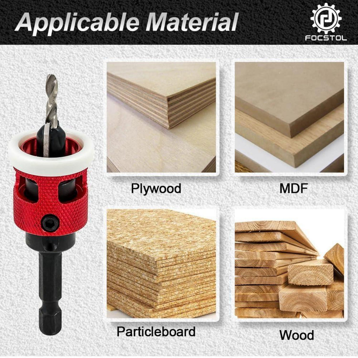 Bohrsenker mit Tiefenanschlag 3,6mm 5er Set für Holz & Kunststoff
