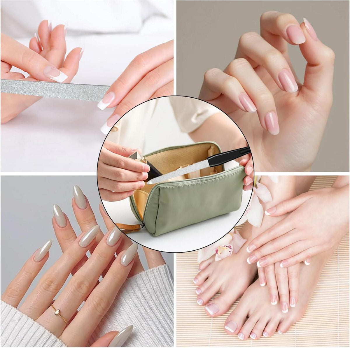 6er-Set Nagelfeilen Maniküre Pediküre Profi Metall Feilen Schwarz
