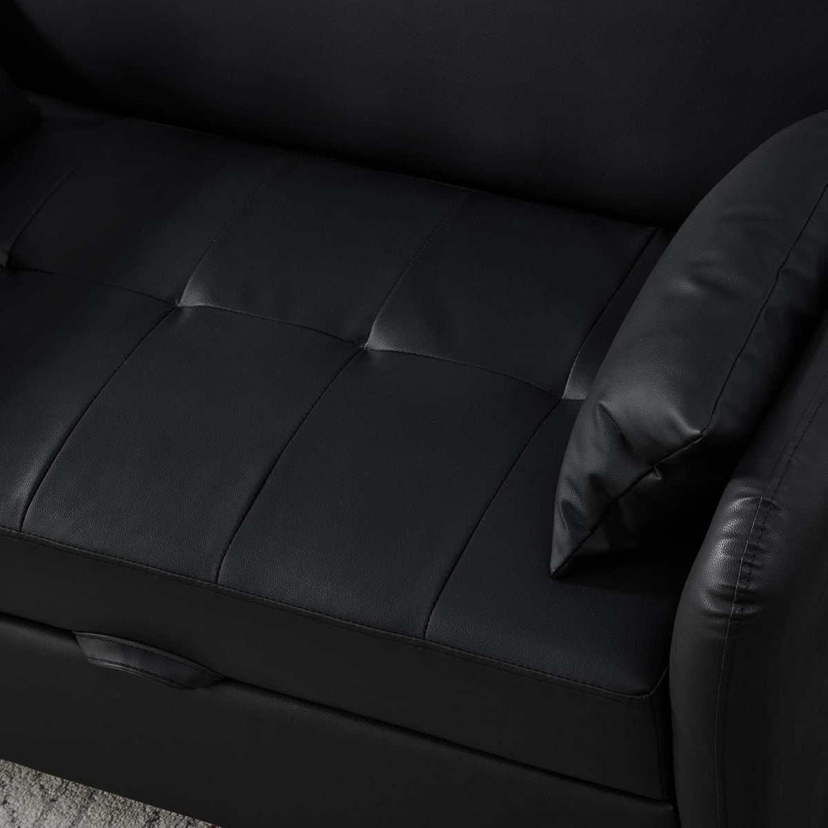 2-Sitzer Klappsofa mit Schlaffunktion – Antik Schwarz