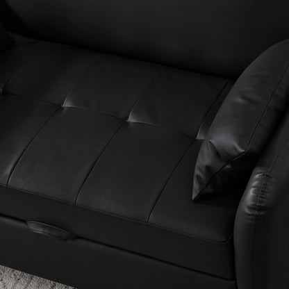 2-Sitzer Klappsofa mit Schlaffunktion – Antik Schwarz