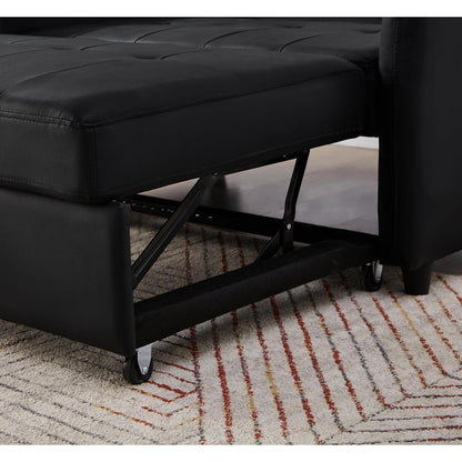 2-Sitzer Klappsofa mit Schlaffunktion – Antik Schwarz