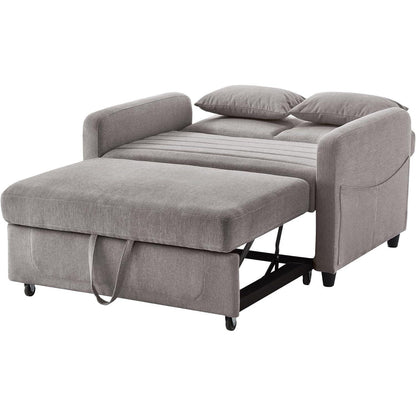 2-Sitzer Klappsofa mit Schlaffunktion & Kissen – Grau