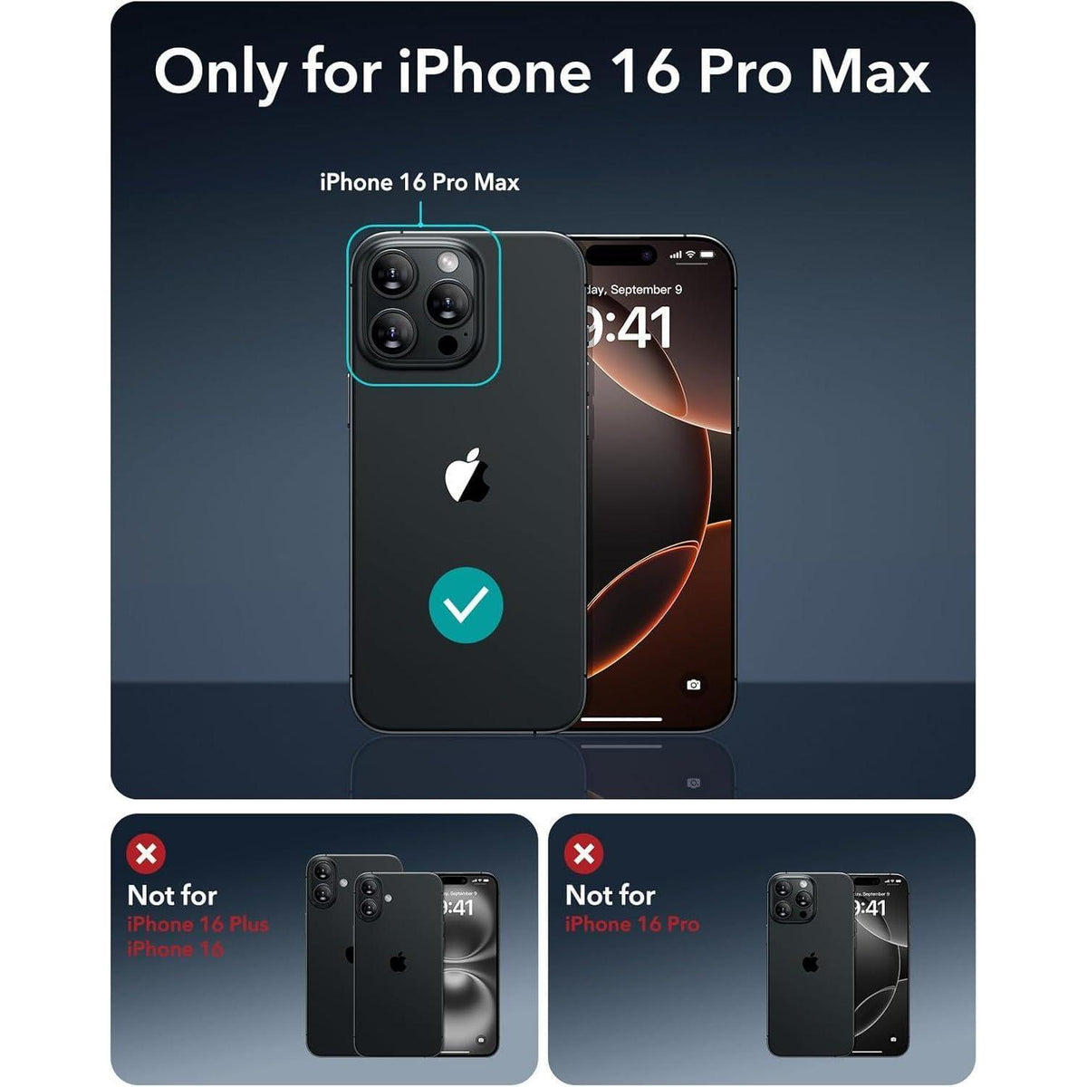 iPhone 16 Pro Max Hülle mit Kamerasteuerung, MagSafe, Militärschutz, Schwarz