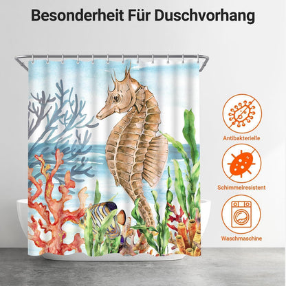 Seepferdchen Duschvorhang 180x200 cm – Wasserabweisend & Waschbar